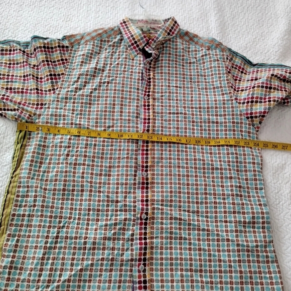 Robert Graham Short Sleeve Color Block Embroidered Shirt Sz Xl Tall - Picture 9 of 10